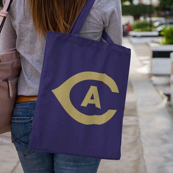 NEW UC Davis Aggies CA Logo Wordmark Canvas Medium Tote Bag NAVY - Picture 2 of 2